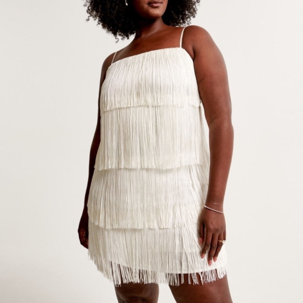 Abercrombie & Fitch White Fringe Mini Dress